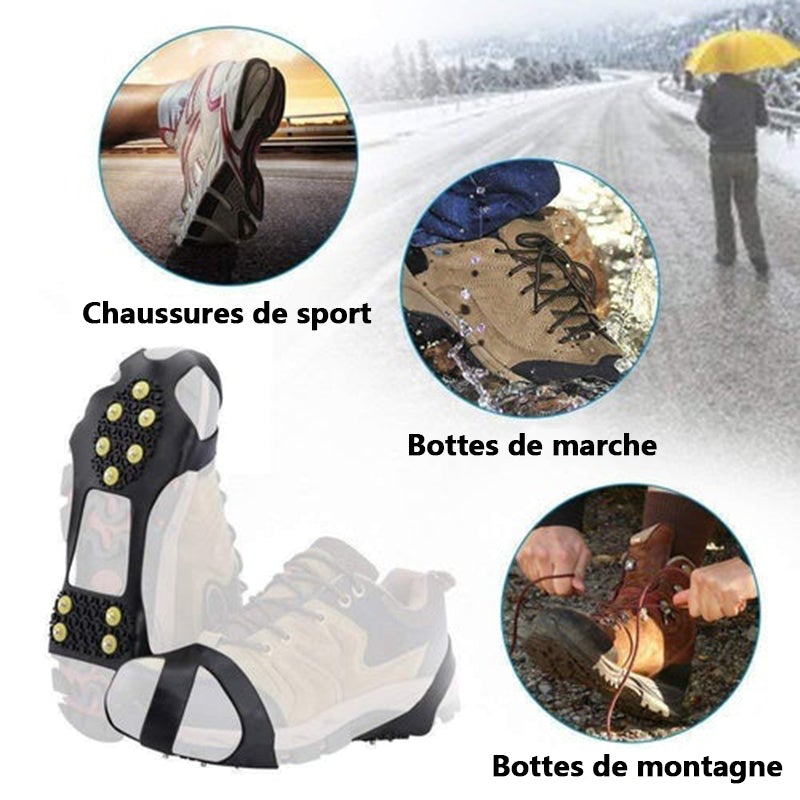 Crampons Antidérapants 11 Pointes Pour Chaussures - Taille M/L/XL - Pour Randonnée Hiver, Glace, Neige