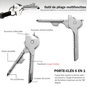 6 en 1 porte-clé multifonctionnel- Achetez 1 obtenez 1 gratuitement (2 pièces)