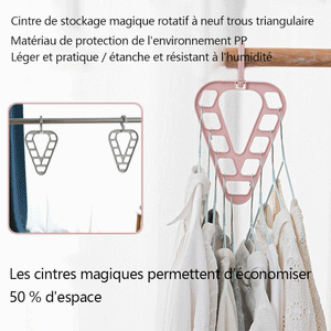 Cintre de stockage triangulaire magique rotatif à neuf trous (3 pièces)