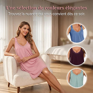 Nuisette ample pour femme en modal et dentelle avec col en V (collection 2026)