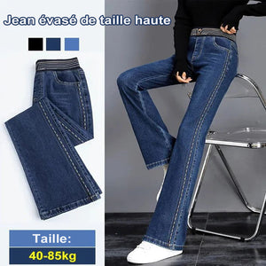 Jean évasé de taille haute extensible