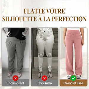 Pantalon extensible décontracté taille haute pour femme