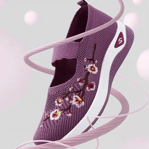 Chaussures plates respirantes brodées de fleurs pour femmes