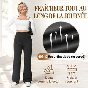 Pantalon extensible décontracté taille haute pour femme