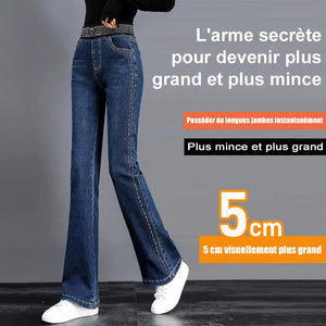 Jean évasé de taille haute extensible