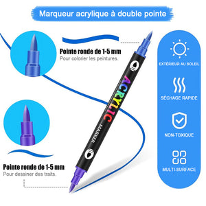 Stylo à peinture acrylique bicolore à deux têtes