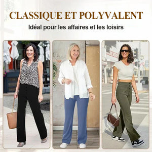 Pantalon extensible décontracté taille haute pour femme