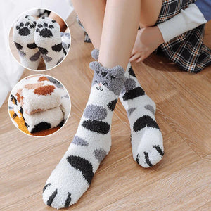 Chaussettes peluches patte de chat