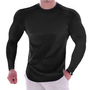T-shirt en col rond à manches longues couleur unie