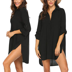 Robe chemise élégante à col en V