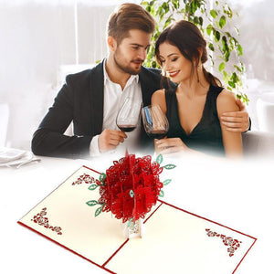 Carte Pop-up Bouquet de Roses Romantiques