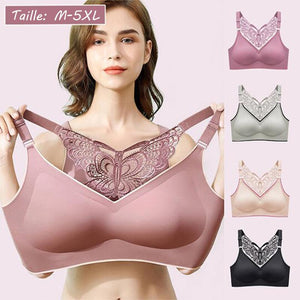 Soutien-gorge sans bretelles à broderie papillon