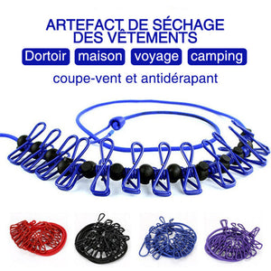 Corde à linge élastique avec clips