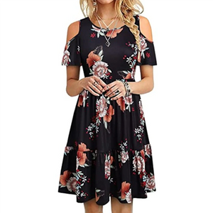 Robe de mode à manches courtes et épaules dénudées