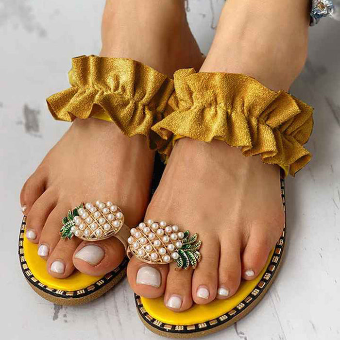 Pantoufles d'ananas d'été pour femmes
