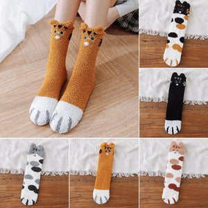 Chaussettes peluches patte de chat