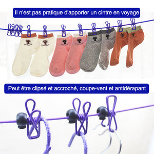 Corde à linge élastique avec clips