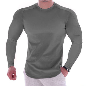 T-shirt en col rond à manches longues couleur unie