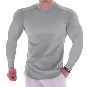 T-shirt en col rond à manches longues couleur unie