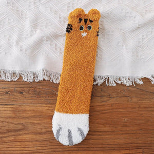 Chaussettes peluches patte de chat