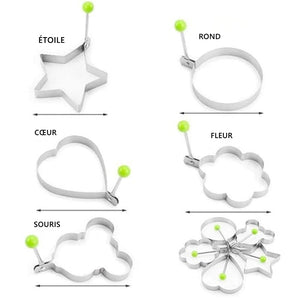 Moule à oeufs frits en acier inoxydable (1 ensemble de 5 pièces)
