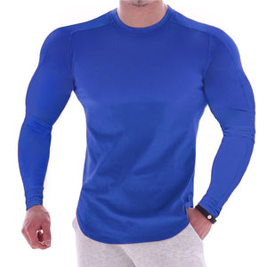 T-shirt en col rond à manches longues couleur unie