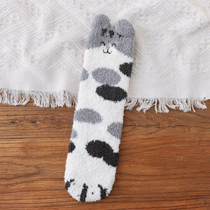 Chaussettes peluches patte de chat