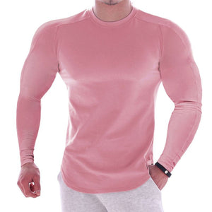 T-shirt en col rond à manches longues couleur unie