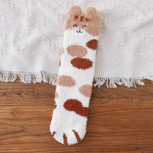 Chaussettes peluches patte de chat