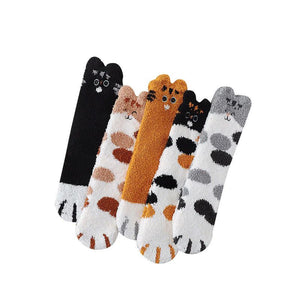 Chaussettes peluches patte de chat