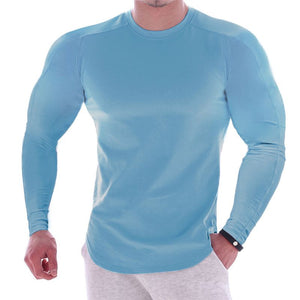 T-shirt en col rond à manches longues couleur unie