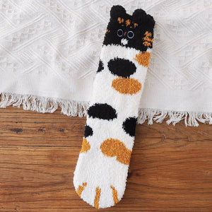 Chaussettes peluches patte de chat