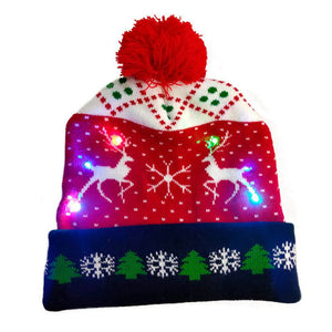 Bonnet tricoté de Noël avec Lumière LED