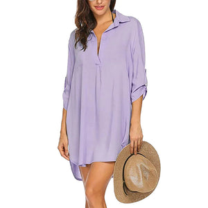 Robe chemise élégante à col en V