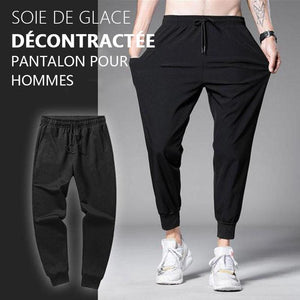 Pantalon décontracté homme en soie glacée