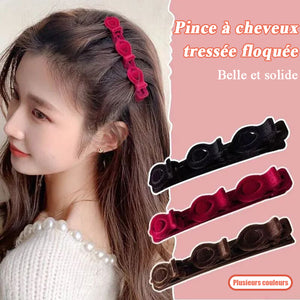 Pince à cheveux tressée floquée