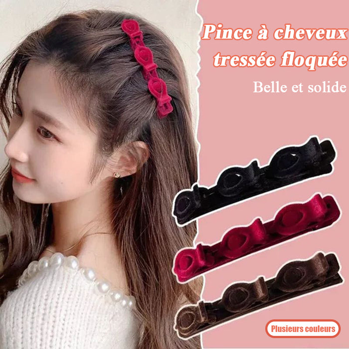 Pince à cheveux tressée floquée