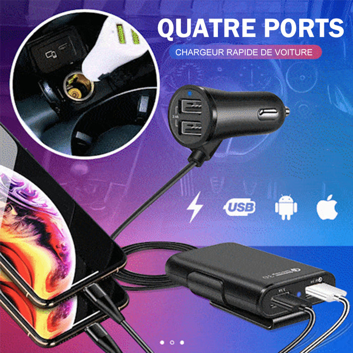 Chargeur rapide de voiture à quatre ports