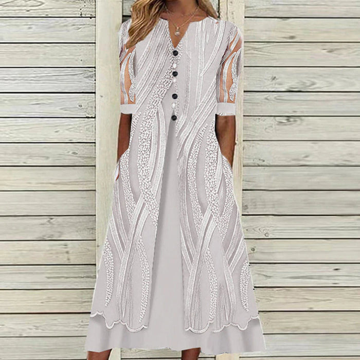 Robe ample à col en V avec poches