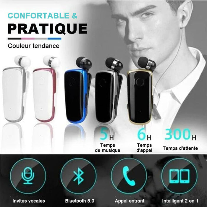 Oreillette Bluetooth à clip pour collier