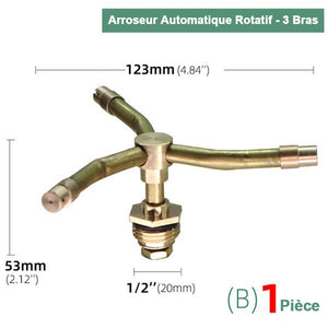 Outil d'arrosage rotatif automatique à 3/4 bras