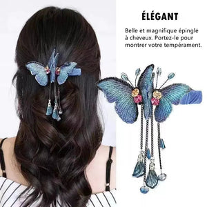 Tempérament Papillon Pince à cheveux à pompon strass