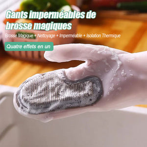 Gants imperméables en caoutchouc de brosse magique de cuisine multifonctionnelle