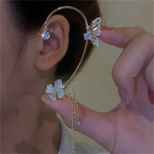 Boucles clip d'oreilles zircon papillon avec Pampille