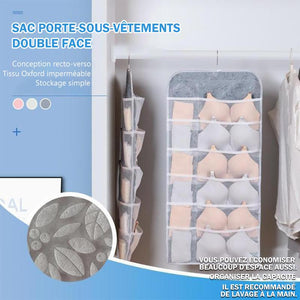 Support de rangement de sous-vêtements suspendu double face