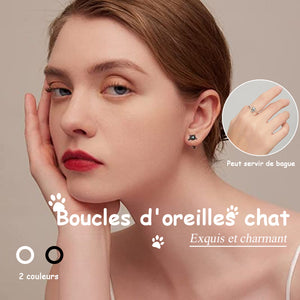 Boucles d'oreilles chat en argent sterling