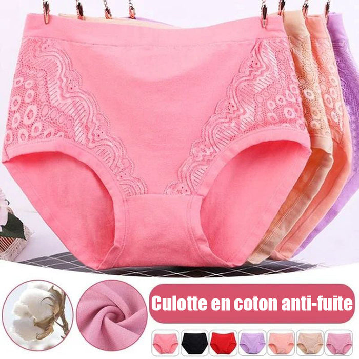 Culotte en coton anti-fuite de taille haute