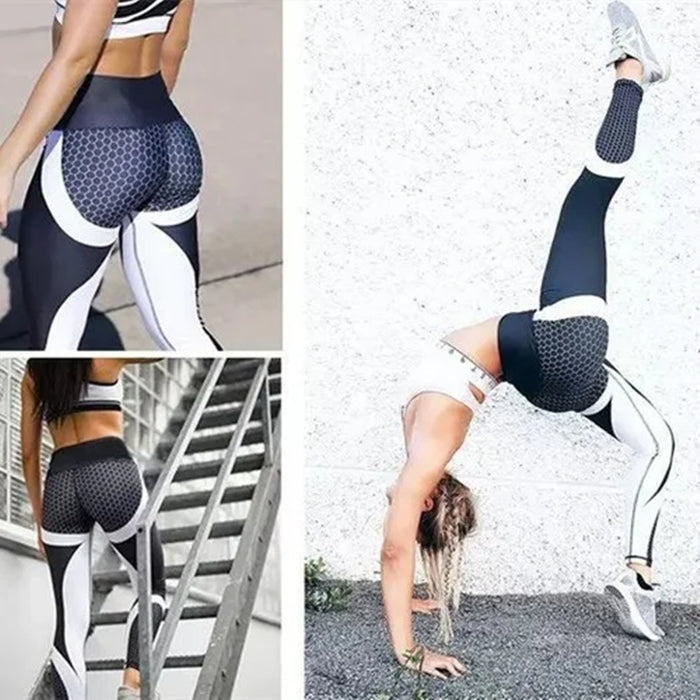 Leggings de sport taille haute taille haute à blocs de couleurs