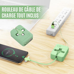 Rouleau de Câble de Charge 3-en-1