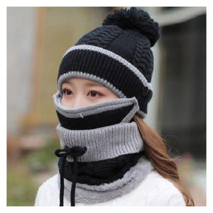 3PCS Ensemble de Bonnet d'Hiver Pour Femmes